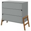 Commode en bois 3 tiroirs Zanzibar Gris