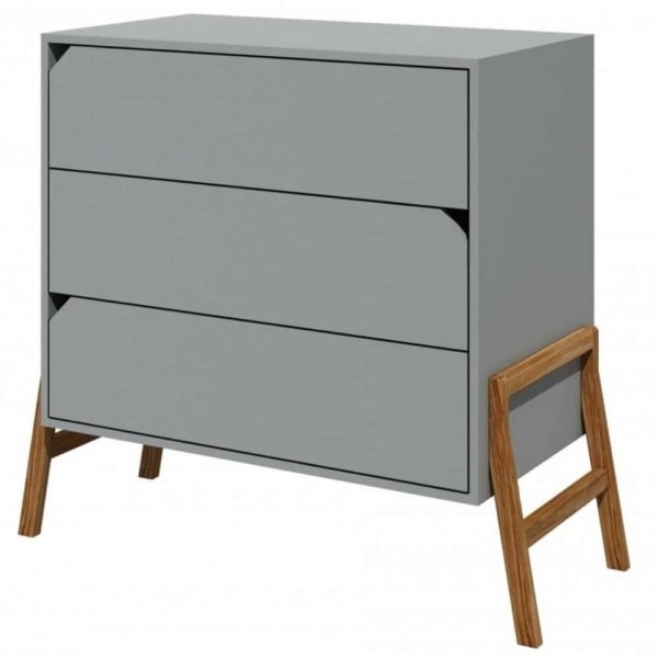 Commode en bois 3 tiroirs Zanzibar Gris