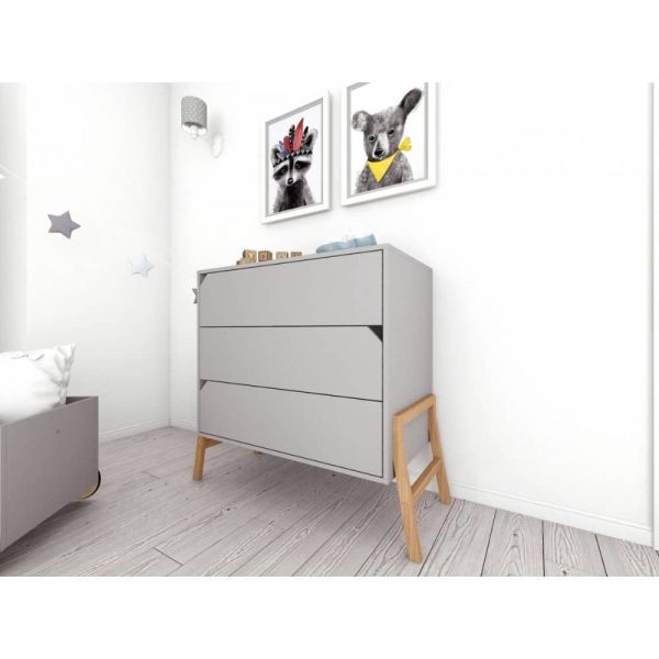 Commode en bois 3 tiroirs Zanzibar Gris