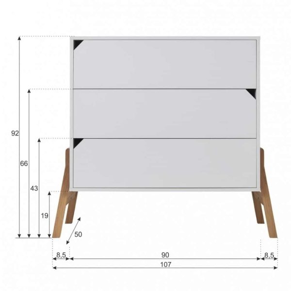 Commode en bois 3 tiroirs Zanzibar Gris