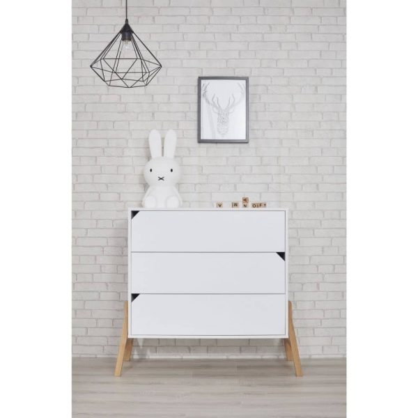 Commode en bois 3 tiroirs Zanzibar Blanc