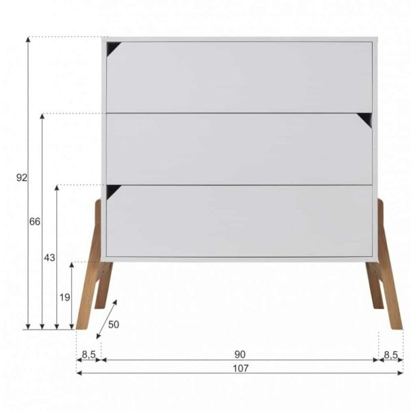 Commode en bois 3 tiroirs Zanzibar Blanc