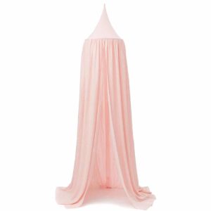 Ciel de lit Mousseline Rose Tendre & Pois Dorés