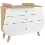 commode en bois 3 tiroirs & plan à langer trapeze