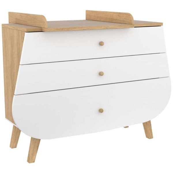 commode en bois 3 tiroirs & plan à langer trapeze