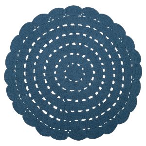 tapis chambre bébé coton crochet bleu