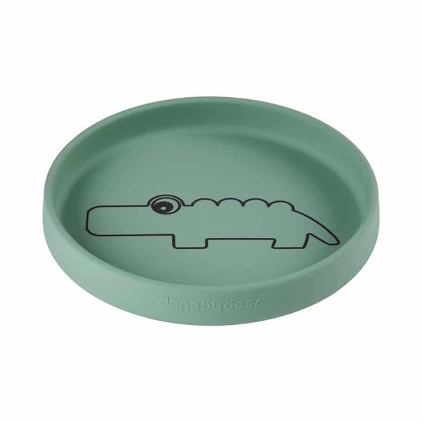 assiette bébé en silicone vert Croco Done By Deer