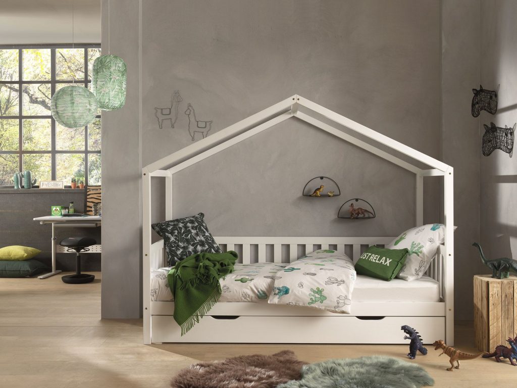 Lit cabane enfant bois blanc