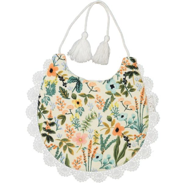bavoir bébé imprimé fleurs et dentelle