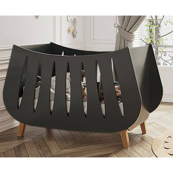 chambre Lit bébé en bois Trapèze couleur Anthracite