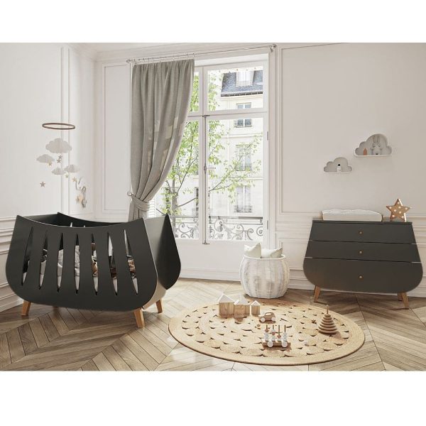 chambre Lit bébé en bois Trapèze couleur Anthracite