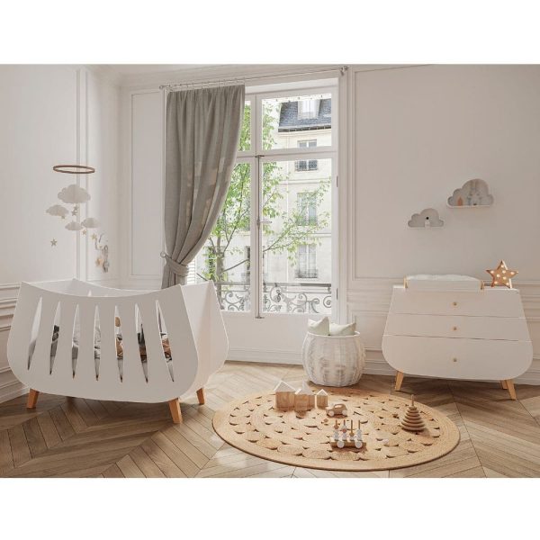 chambre Lit bébé en bois Trapèze couleur blanc