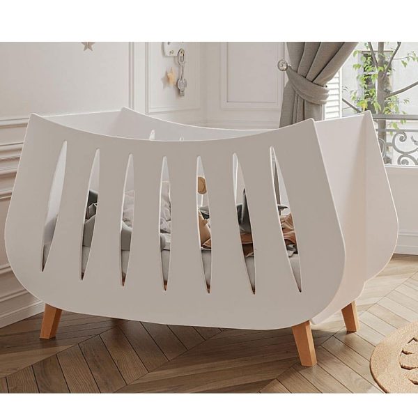 chambre Lit bébé en bois Trapèze couleur Blanc