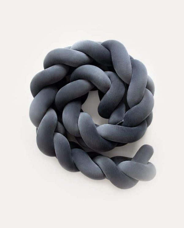 tour de lit tresse gris graphite