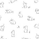 papier peint blanc petits lapins