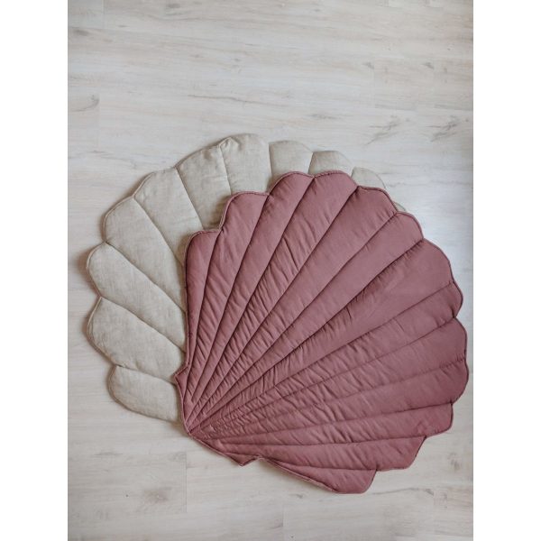 tapis coquillage marsala lin