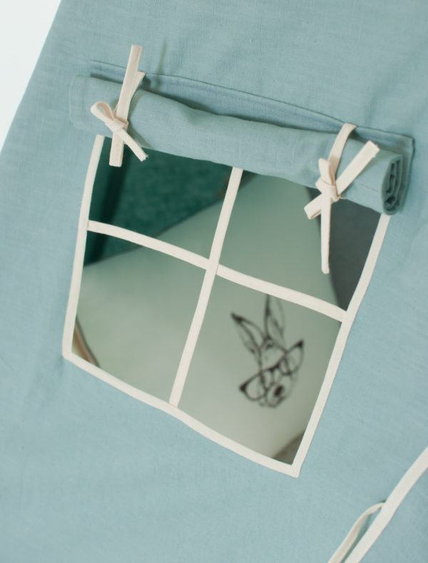 tipi enfant lin vert avec guirlande
