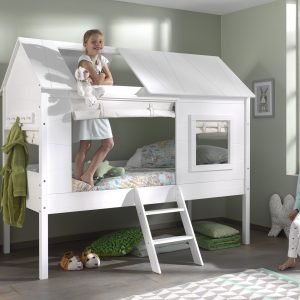 Lit cabane enfant bois blanc
