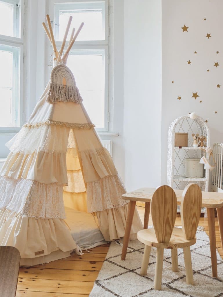 tipi volants et dentelle shabby chic