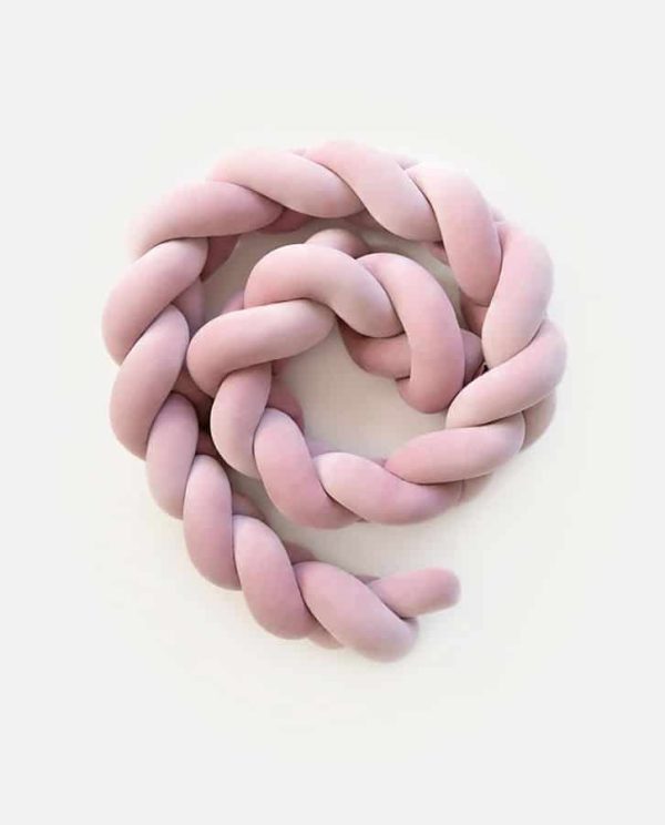tour de lit tressé rose poudré