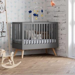 lit bébé nature gris 60 x 120 cm – vox