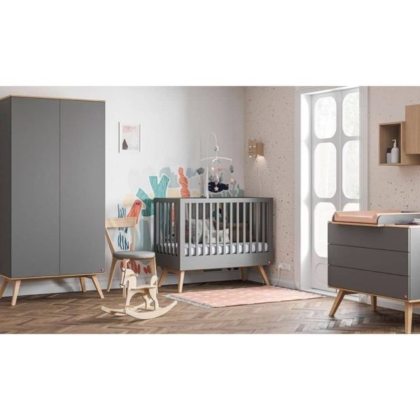 Lit Bébé Nature Gris 60 x 120 cm – VOX