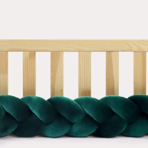 Tour de lit tressé pour bébé velours Vert bouteille