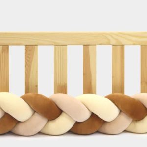 Tour de lit tressé pour bébé velours Vanille-Cannelle-Saumon