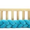 Tour de lit tressé pour bébé velours Bleu lagon