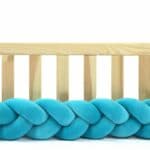 Tour de lit tressé pour bébé velours Bleu lagon