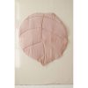 Tapis lin feuille rose poudré
