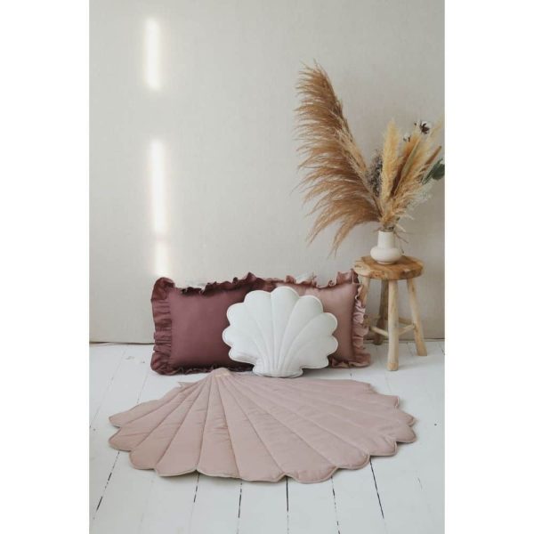 Tapis lin coquillage rose poudré
