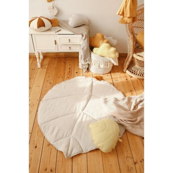 Tapis lin feuille sable