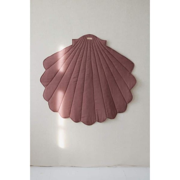 Tapis lin coquillage marsala
