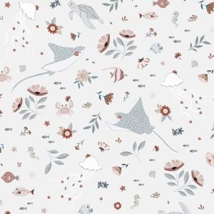 Papier peint Fleurs & Animaux aquatiques - Lilipinso