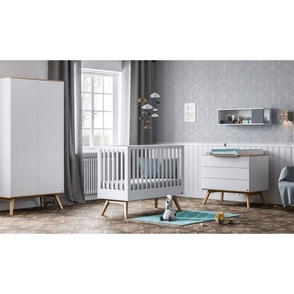 Lit Bébé évolutif Nature Blanc 70 x 140 cm - VOX