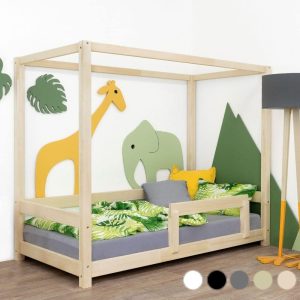 Lit Cabane BUNKY avec barrière en bois