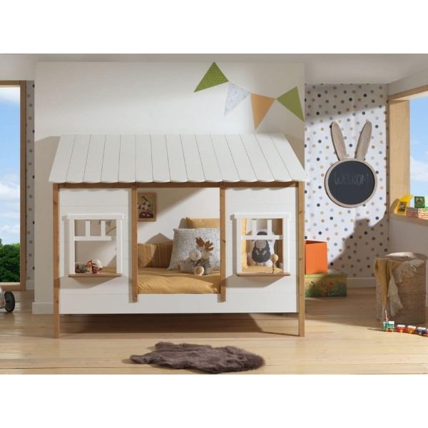 lit cabane housebed 90 x 200 cm blanc & bois vipack (3)