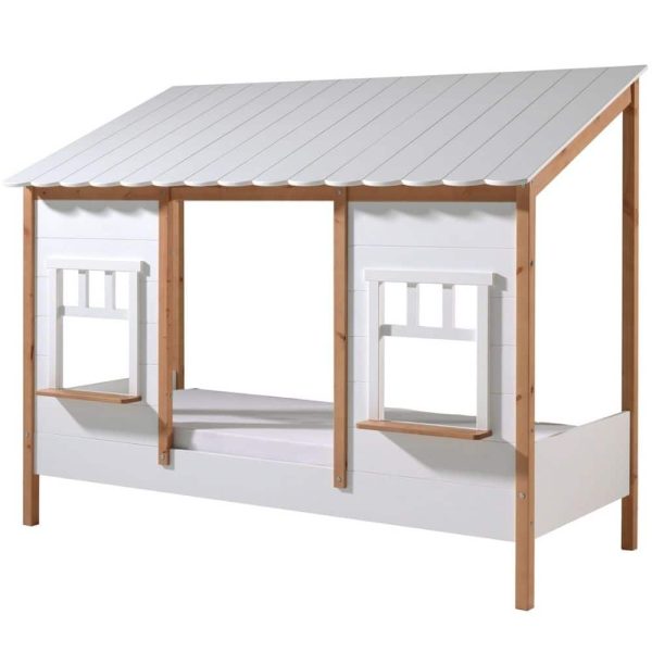 lit cabane housebed 90 x 200 cm blanc & bois vipack (5)