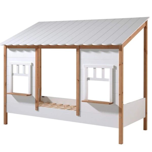lit cabane housebed 90 x 200 cm blanc & bois vipack (6)