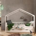 lit cabane en bois dallas barrières incluses 90 x 200 cm blanc – vipack