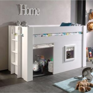 lit cabane mi hauteur noah 90 x 200 cm blanc – vipack