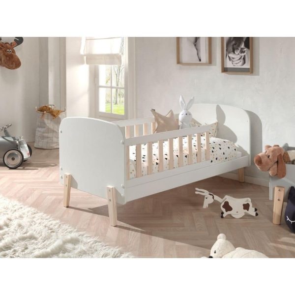 lit junior kiddy 70 x 140 cm blanc & bois – vipack (2)