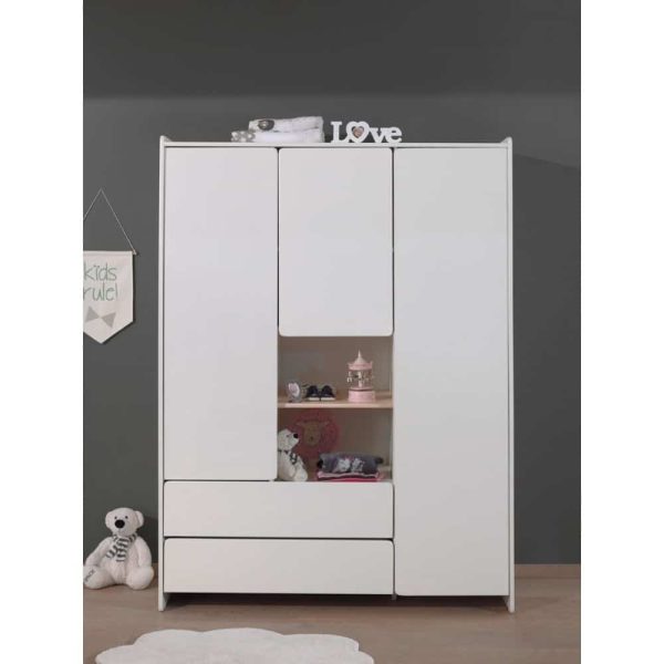 armoire en bois 3 portes kiddy blanc vipack (4)