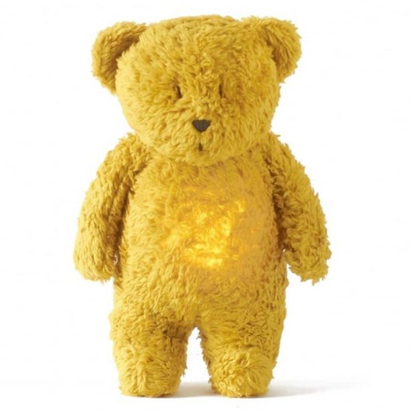 peluche veilleuse musicale moonie l'ourson magique moutarde