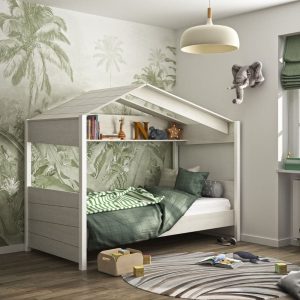 lit cabane en bois blanchi nairobi 90 x 200 cm diagone