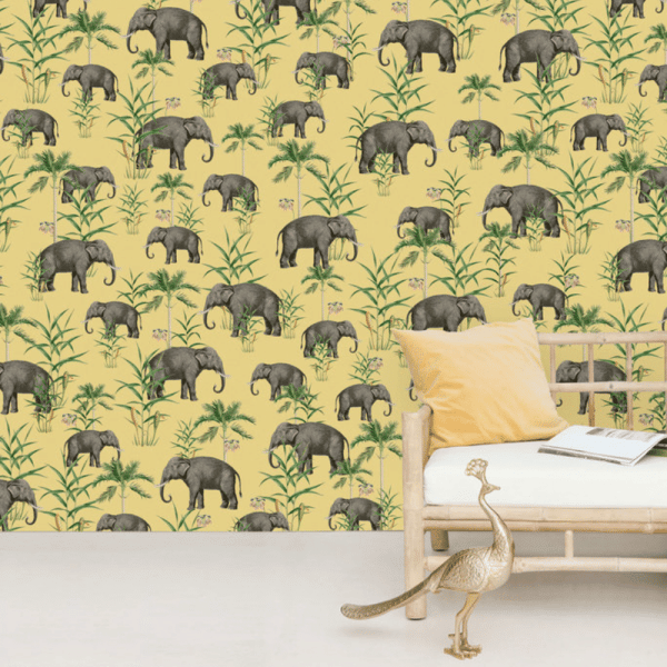 papier peint oscar the elephant yellow 2