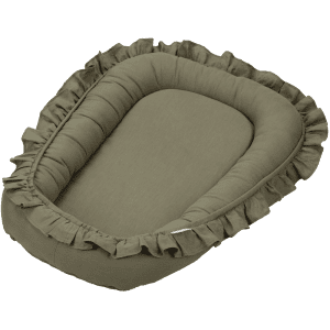 baby nest with ruffles olive 1