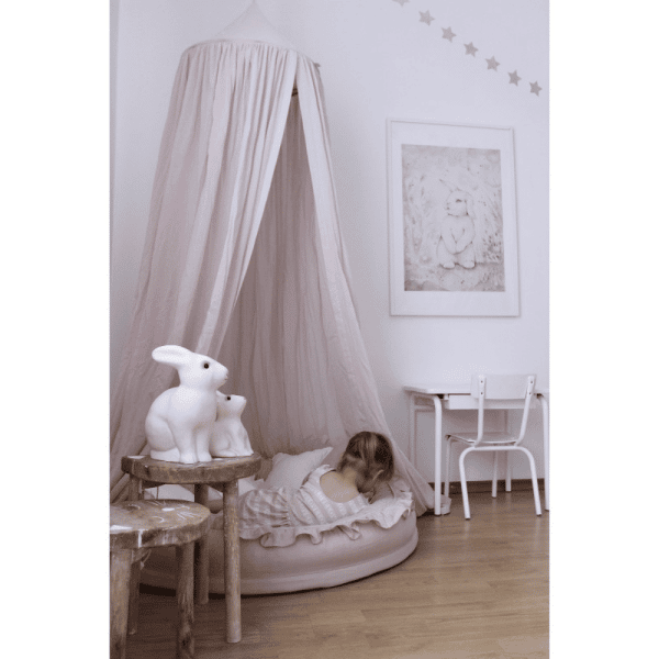 ciel de lit en coton rose poudré 2