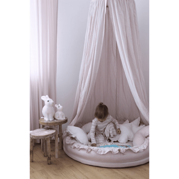 ciel de lit en coton rose poudré 3